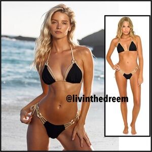 Beach Bunny Hot Line Bling (Madagascar Glam) Triangle Top & Tie Side Bottom $340